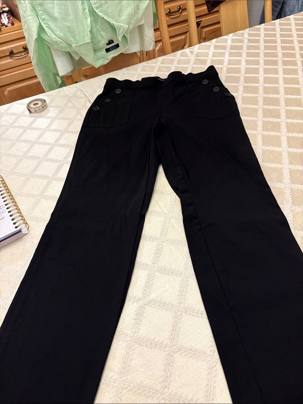 Counterparts Black Straight-Leg Pants with Button-Trim Pockets